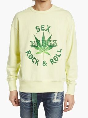 Cult of Individuality Rock & Roll Crewneck Sweatshirt | Lemon Graphic | Size L